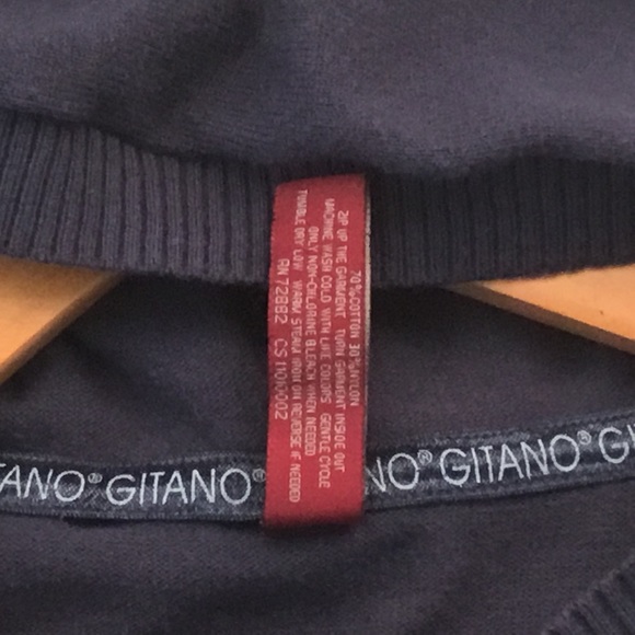 Gitano Navy Knit Hooded Sweater Women's Size L Short Sleeve Full Zip - Picture 7 of 8